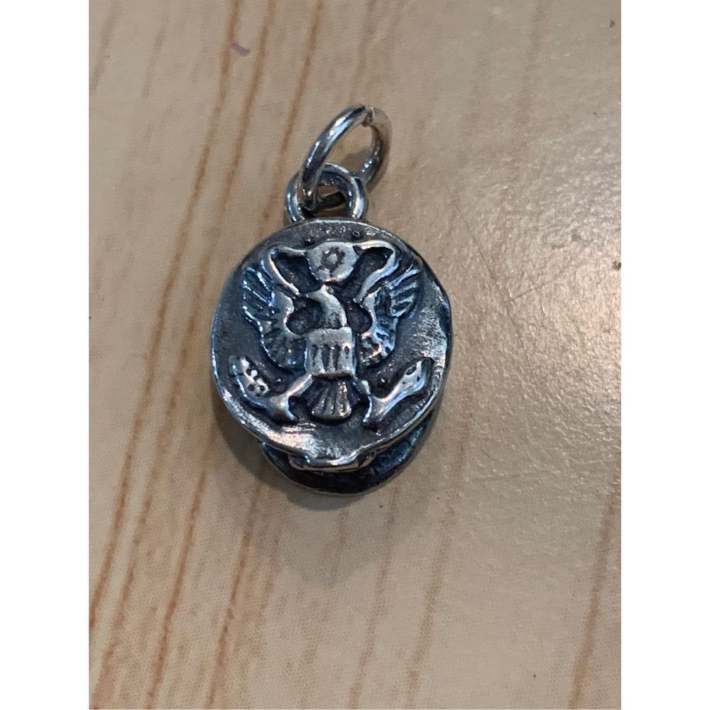 .925 Military Cap Sterling Silver Jewelry Charm #USA